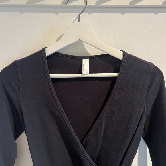 american apparel long-sleeve v-neck bodysuit - black, size S - Picture 4 of 8